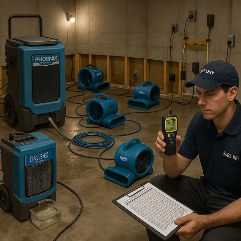 Structural Drying and Dehumidification process in Sibley, IA